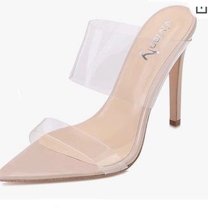 NWT Vivianly Pointed Toe Sandals Stiletto Heels Transparent Strap Heels Women